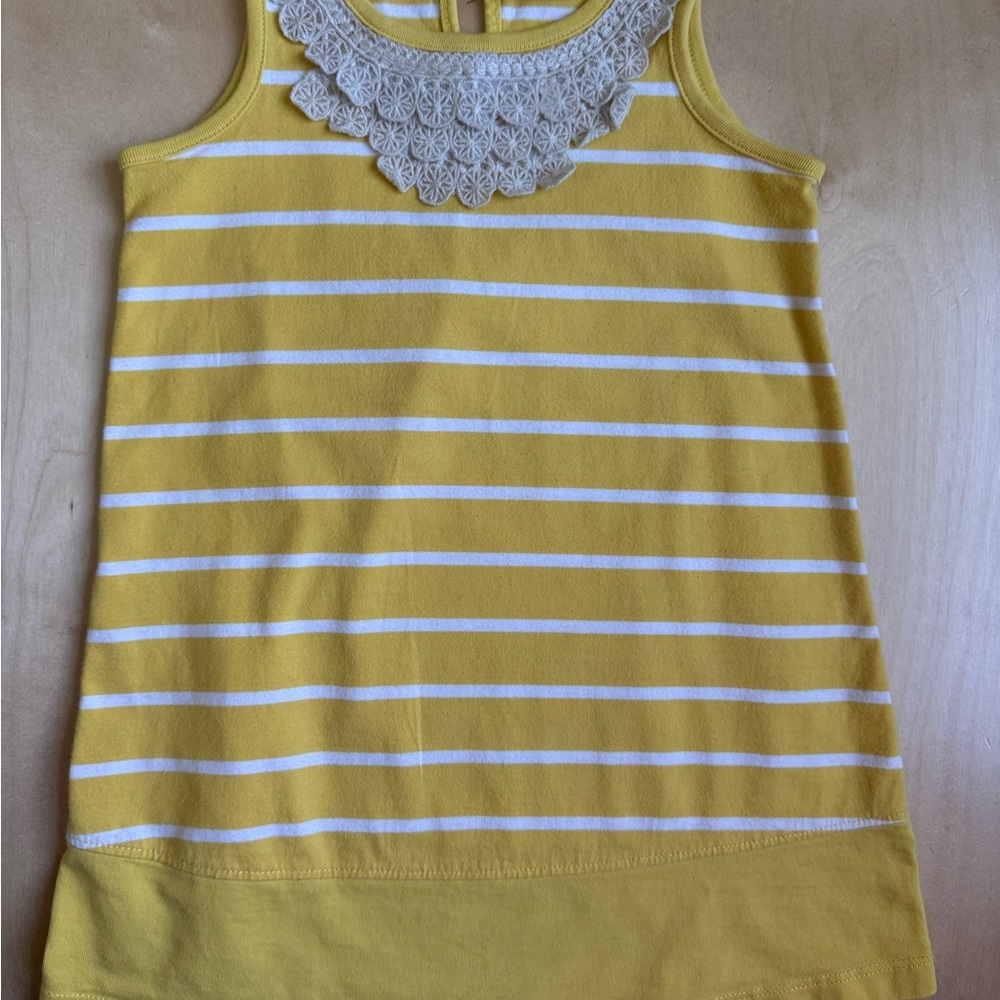 Hanna Andersson- Yellow Striped Tank Top with Lace Detail